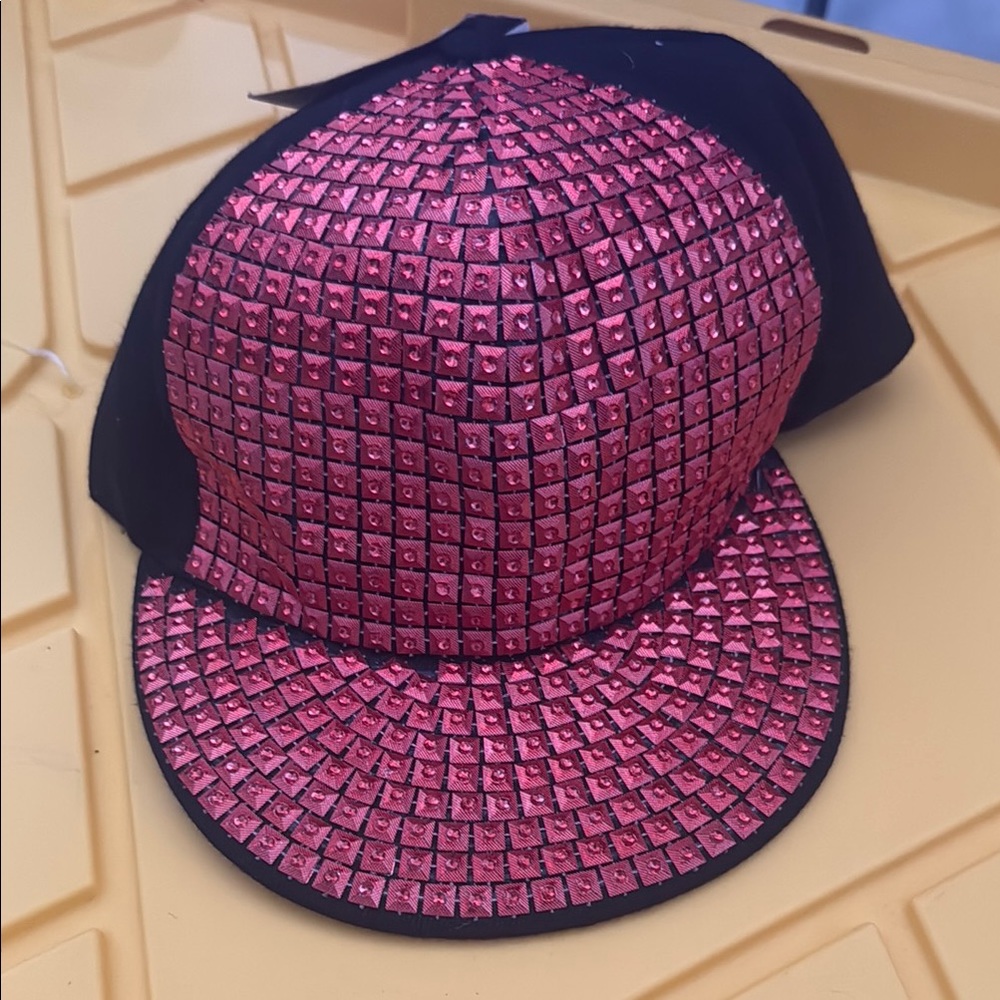 Black Cap with Red Studs